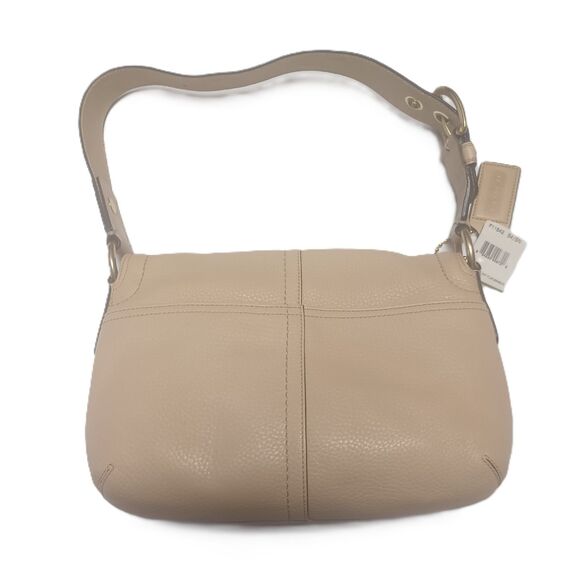 Coach M0769-11842 Cream Brown Handle Buckle Snap Hobo Leather Purse - Picture 2 of 10